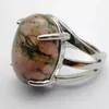 Cluster Rings Rhodonite Stone Oval Bead GEM Finger Ring Jewelry For Woman Gift Size 8 X256
