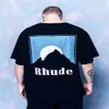 남성 여성 고품질 세척 가슴 포켓 Rhude 티 약간의 대형 상단 짧은 슬리브 빈티지 Rhude 디자이너 티셔츠 셔츠 Z030254B