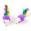 Cute Mini Soft Fleece False Mouse Cat Toys Colorful Feather Funny Playing Training Toys For Cats Kitten Puppy Pet Supplies Wholesale