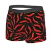 Underpants Personalizado Personalizado Masculino Sexy Red Chili Pepper Padrão Cueca Boxer Briefs Homens Breathbale Shorts Casal