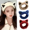 Cat Ears Plush Headband For Women Coral Fleece Elastic Hair Band Soft Fluffy Animal Ears Face Wash Make Up Turban Head Wrap