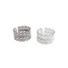 Med sidogonter Big J.W Trendy 925 Sterling Silver Rings for Women Hollow Lace Design Öppna justerbara dekorationsmodesmycken