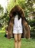 Parkas pour femmes 413Fur Veste d'hiver Femmes XLong Parka imperméable grand col de fourrure de raton laveur naturel capuche véritable manteau épais chaud 231031