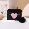 Nuevo Monedero de felpa de 13cm, cartera con cremallera bordada de amor, bolso corto para mujer,