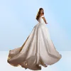 Robes de mariée sirène en satin modeste avec train de balayage détachable élégant épaule perlée Cyrstals Corset dos robes de mariée Ves2432177