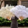 Folding Real Fans for Wedding Performance Party Stage Show Props Colored Ostrich Feather Fan Large Customzied