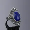 Anel de solitário 925 anel de prata esterlina vintage oval de lapis natural para mulheres anéis de jóias de jóias de dedos da moda anéis de luxo do presente 231031