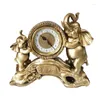 Orologi da tavolo Orologio meccanico con elefante in metallo vintage, movimento silenzioso, sedile, decorazione domestica di lusso, soggiorno in stile europeo