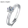 Pierścień Solitaire Bijox Story Classic Style 1 Karat okrągły pierścionek dla kobiet 925 Srebrny Srebrny Biżuter