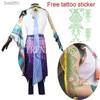 Anime-kostuums Spel Genshin Impact Xiao Cosplay Kom Cosplay Anime Xiao Genshin Volledige set Xiao Pruikmasker Tattoo Sticker voor Halloween-outfitsL231101