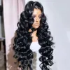 Perruque Lace Front Wig synthétique rouge bordeaux 99J, cheveux naturels, Deep Wave, 13x4, transparent HD, 40 pouces, avec Closure