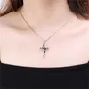 Anhänger Halsketten Mode Blume Kreuz Halskette Temperament Intarsien mit Kristallblättern Schlüsselbeinkette Christliche Religiöse Accessoires