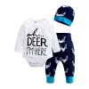 New Fashion Christmas Newborn Baby Boys Girls Clothes Printed Deer rompers + Pant + Hat 3pcs Outfits Set Cute Cartoon Baby Clothing Sets 0-2