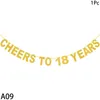 Party Decoration Glitter Gold Cheers To 10 16 18 20 21 30 40 50 60 70 Years Garland Bunting Banner Anniversary Birthday Hanging
