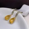 Bengelen oorbellen shilovem 18k gele gouden citrien druppel fijne sieraden dames feest klassieke plant kerstcadeau myme6.510.5885J