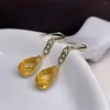 Ohrhänger Shilovem 18 Karat Gelbgold Citrin Tropfen Edlen Schmuck Damen Party Klassisch Pflanze Weihnachtsgeschenk Myme6.510.5885j