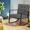 Poduszka WFS Patio Rattan Rattan Rocker Krzesło Outdoor Szybowiec na bujanie z (szary)