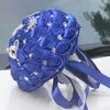 Flores decorativas grinaldas estas de casamento artificial azul bouquets de cristal de cristal para decoração decorativa