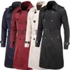 Men S Trench Coats Brittiska Style Classic Coat Jacket Men Fashion Man Double Breasted Long Slim Outwear Justerbart bälte 231101