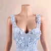 Vestidos quinceanera princesa céu azul flores apliques beading profundo decote em v tule vestido de baile rendas plus size doce 16 debutante festa aniversário vestidos de 15 anos q20