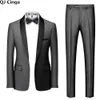 Herrenanzüge Blazer Schwarz Männer Mariage Farbblock Kragen Anzüge Jacke Hose Männlich Business Casual Hochzeit Blazer Mantel Hosen 2 Stück Set S-6XL 231101