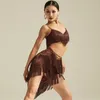 Сценическая одежда, сексуальный костюм для латинских танцев, женские топы с бахромой для взрослых, юбка Cha Rumba Samba, одежда для выступлений, тренировочное платье DNV18333