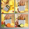 150 pcs roestvrijstalen groentegereedschap Handheld French Cutter Vegetable Potato Chip Uien Slicer WAVY CRINK CUTTER met golfvormmes