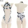 Ani Anime Girl Dairy Cow Maid Apron Uniform Costume Women Sexy Backless Bodysuit Chest Hollow Pamas Lingerie Outfit Cosplay cosplay