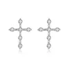 New Micro Inlaid Zirconium s925 Silver Cross Stud Earrings Jewelry Charm Women Plated 18k Gold Fashion Personalized Earrings for Women's Party Birthday Gift SPC