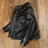 Men's Leather Faux YR Classic casual denim 506XX type genuine leather jacket Full Grain black tanned Calfskin coat Japanese 231031