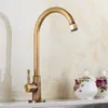 Kitchen Faucets High Quality Faucet Brass Classic Only Cold Water Sink Gooseneck Single Lever Outdoor Tap Bronze Brushed Finish