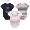 Tute Tute per neonato 3 pezzi Set di vestiti per neonato Tutina per bambina Kiddiezoom Abbigliamento 100% cotone Morbido pagliaccetto per neonato 0-12ML231101
