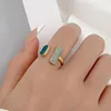 Cluster Ringen Retro Geometrie Vierkante Verstelbare Ring Voor Vrouw Mode Wijsvinger Open Gouden Kleur Blauw Emaille Olie Sieraden Geschenken