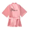 Pigiama per bambini Ragazza Rosa Robe Solido Raso di seta Kimono Accappatoio Pigiama di compleanno Camicia da notte Bambini Pigiameria Ragazzo Ragazze Vestaglie 1-5 anni 231031