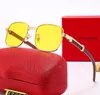 Óculos de sol com armação de metal de grão de madeira 2023 Óculos de sol quadrados da moda, óculos de hip hop de rua europeus e americanos, óculos de luxo masculinos e femininos de alta qualidade e caixa