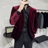 Men's Suits High-end Golden Velvet Blazers/Male Slim Solid Color Business Blazers/Groom's Wedding Dress Jacket Luxury Tuxedo Clothing