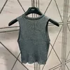 High Elasticity Vest T Shirt Girls Gray T Shirts Knit Wrap Shirt Summer Sexy Wool Shirt Designer Women Sweater