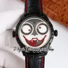 TWF V4S JAPAN NH35A Automatisk herrar Titta på Konstantin Chaykin Moon Phase Halloween Vampire Joker Dial Dlc Black Case Red Slips Läderband Super Eternity Watches