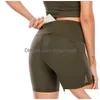 Pantaloncini da yoga da donna Pantaloni Fitness Corsa da strada Estate Splicing netto Sensazione di nudo fuori Vita alta Traspirante Vendita Consegna di goccia Dh8Yo