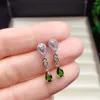 Örhängen kjjeaxcmy fina smycken 925 sterling silver inlagd naturlig diopside kvinnliga öronstänger vacker supportdetektering