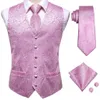 Herrvästar hi-tie burgundy paisley blommig silkes smala västar slips uppsättning för kostym klänning bröllop 4 st väst Hanky ​​manschettkropp 230331