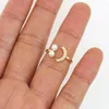 Klusterringar Inga plågor Fashion Luxury Gold Plated Cubic Zircon Small Pearl Geometric Justerable Ring Smycken