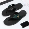 Slippare Designer Fashion Black Soft Leather Sandals Muls Bees Summers Slide Slippery Flat Chain Wide T-Bar Casual Beach Slip With Box Dytu