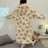 Women's Sleepwear Thickened Robes For Women Hooded Pajamas 2023 Winter Coral Plush Warm Coat Kawaii Clothes Nightgown Bath Robe