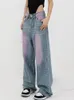 Damen Jeans Damen American Retro Painted High Street Loose Unisex Mode Persönlichkeit Streetwear Empire Sweet Girlish Ganzkörperansicht