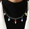 Chains Fashion Colorful Mushroom Pendant Necklace Women Metal Sweater Chain Necklaces Female Jewelry Collar Mujer