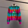 Women's Sweaters Summer Spring Colorful Argyle Sequines Knitted Pullover Women Fashion Casual Cartoon O-Neck Puff Short Sleeve Ladies