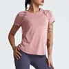 Actieve shirts losse yoga-kleding tops van korte mouwen lopende snel drogende t-shirts korte sport holle fitness dames voor