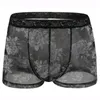 Onderbroek boksers briefs voor mannen sexy lingerie vaste kleur ademende lage taille gebreide kanten bokser heren ondergoed katoen