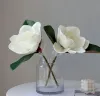 Grande fleur de Magnolia blanche de haute qualité, fleurs artificielles au toucher réel, Bouquet de mariée, décoration de fête de mariage, aménagement paysager de maison